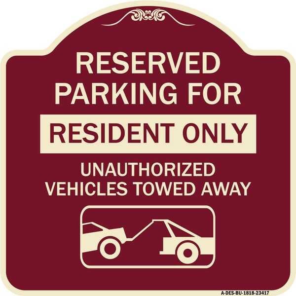 Parking Lot Reserved Parking for Residents Only Unauthorized Vehicles Towed Away Wit, BU-1818-23417